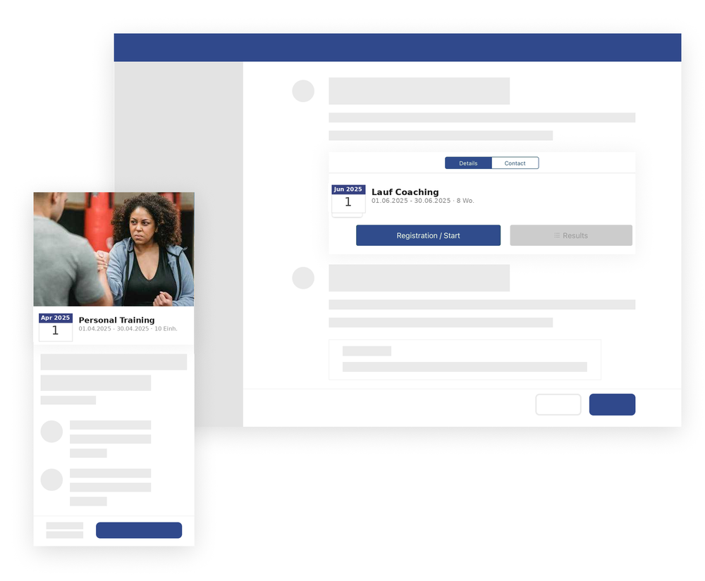 Personal Coaching App Vorschau – Trainingsplanung mit Terminbuchung und Kundenverwaltung